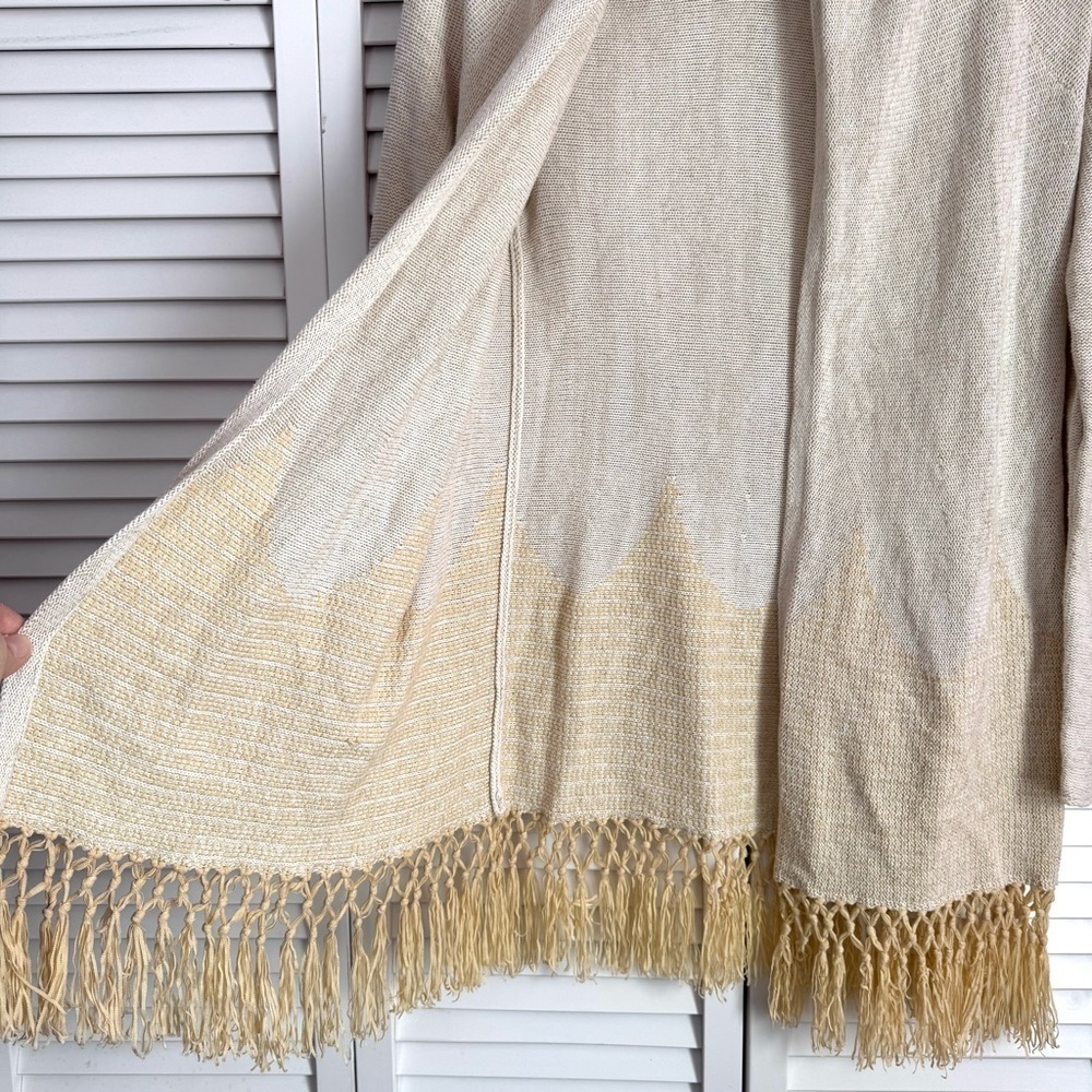 Lilly Pulitzer Tatum Long Fringe Hem Open Cardigan Sweater Gold Metallic Size XS - Picture 5 of 13